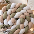 Tresse de lit en 3 épis beige blanc vert kaki 