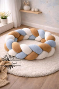 Tresse de lit en 3 épis - Bleu & Blanc & Camel