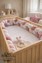 Tresse de lit en 3 épis - Fleurie Alice / Rose & Beige