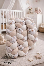 Tresse de lit en 3 épis - Fleurie Moody / Blanc & Beige