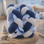 Tresse de lit en 3 épis - Mer marinière/ Bleu & Blanc