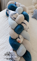 Tresse de lit en 4 épis - Mer marinière / Duo de Bleu & Gris