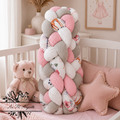 Tresse de lit en 4 épis Biche Blanc Rose Gris