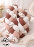 Tresse de lit en 4 épis Feuillage d'automne / Blanc & Marron & Beige