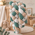 Tresse de lit jardin vert en 4 épis blanc beige et vert jade 