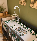 Tresse de lit personnalisée motif Safari blanc et vert