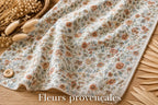 Tresse de lit en 4 épis - Fleurs provençales / Moutarde & Blanc & Bleu