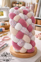 Tresse de lit en 4 épis Fleurie Alice / Blanc & Rose & Beige