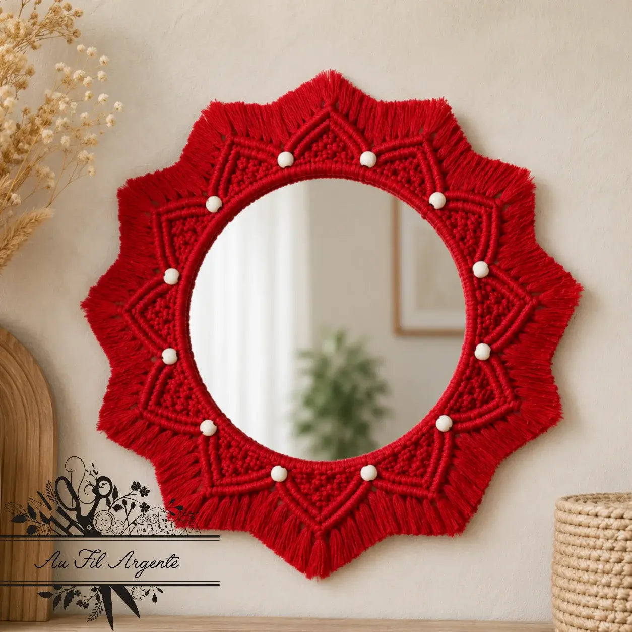 Miroir macramé
