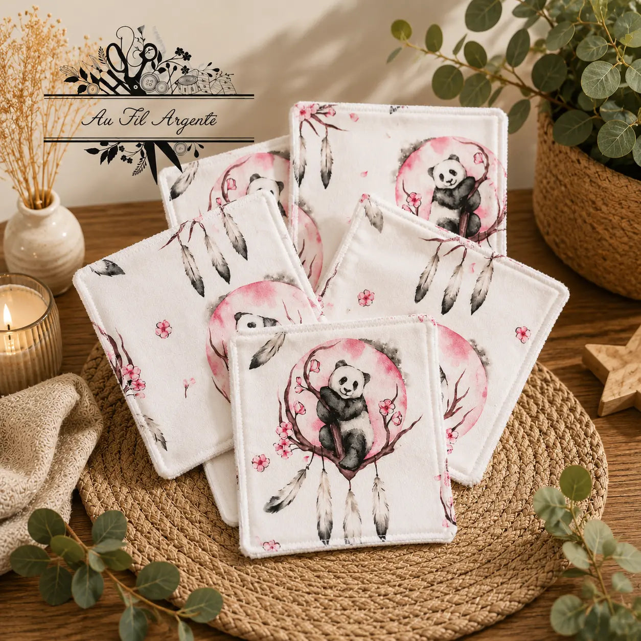 Lingettes - Panda rose