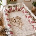 Tresse de lit en 3 épis - Fleurie Moody / Blanc & Rose