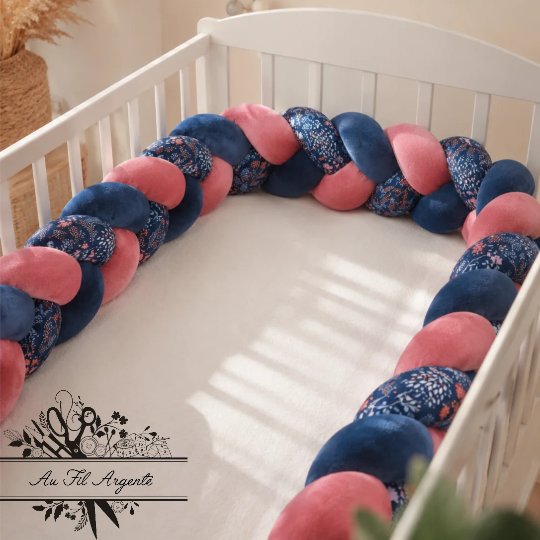 Tresse de lit en 3 épis - Renarde endormie / Rose & Bleu