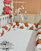 Tresse de lit en 3 épis - Renard et Copain d'automne / Terracotta ou Camel & Blanc