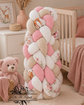 Tresse de lit en 4 épis Biche / Beige & Rose & Blanc