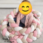 Tresse de lit en 3 épis - Rose & Blanc & Gris/Beige