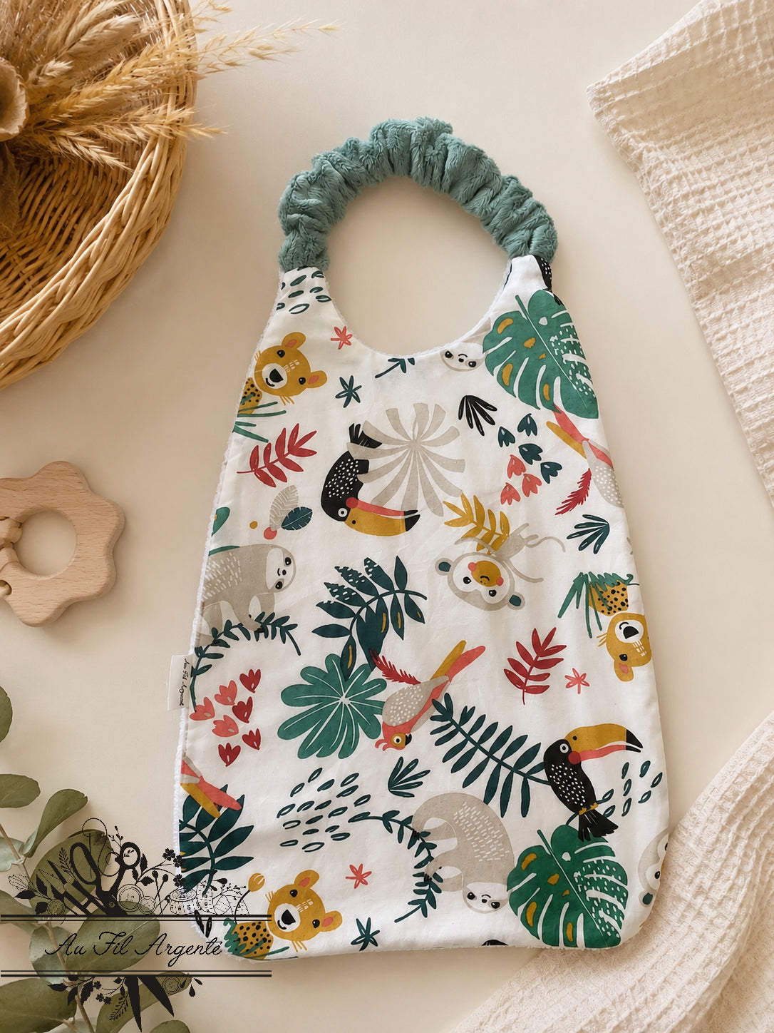 Bavoir Cantine - Jungle blanche