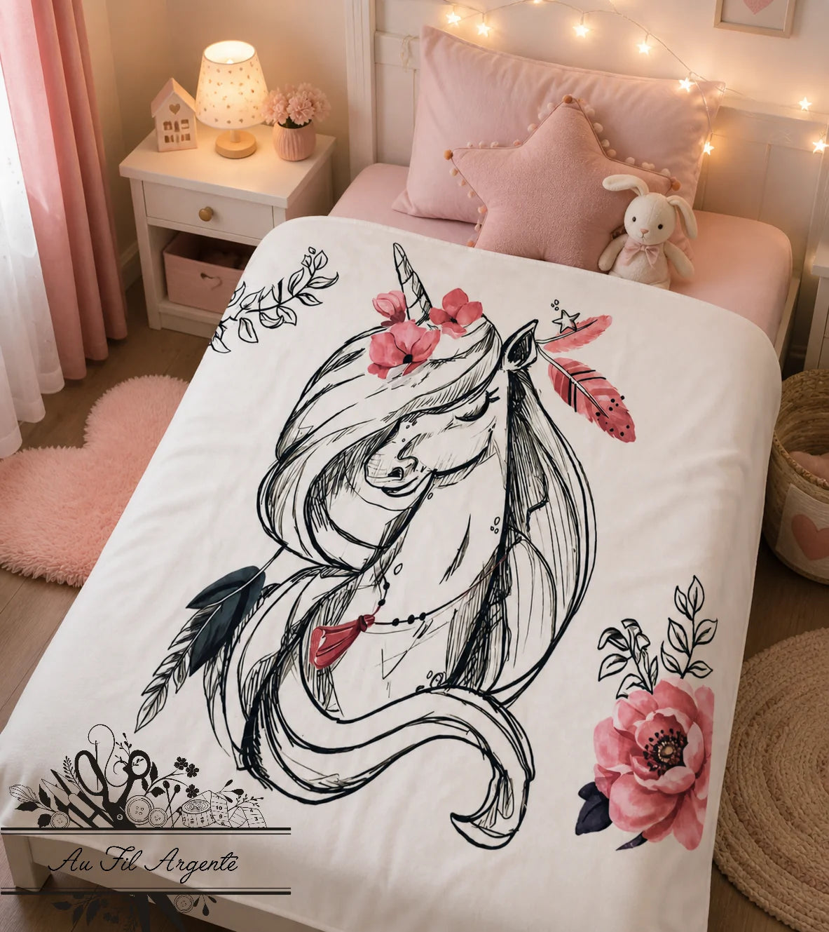 Plaids et Couvertures - Panneau Licorne