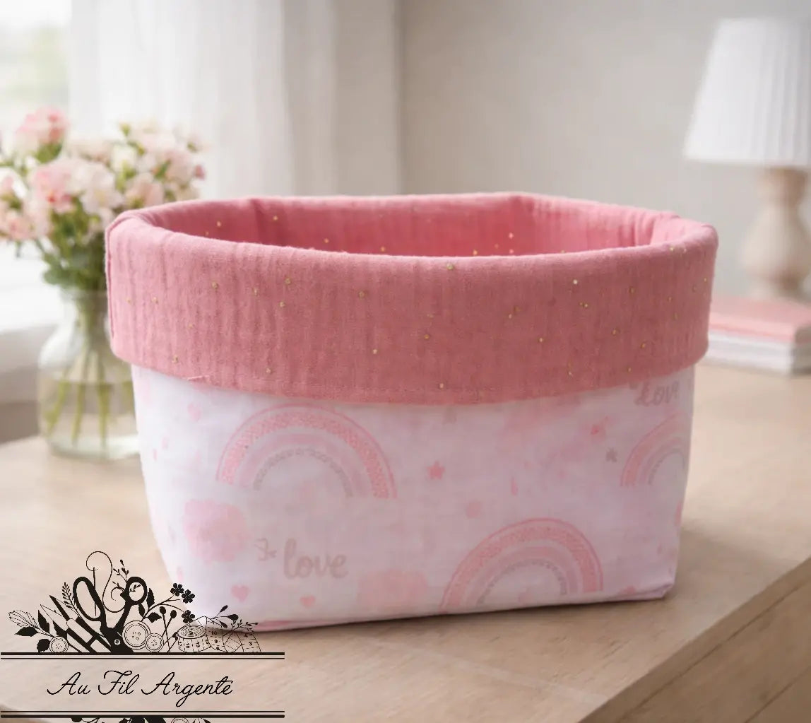 Panier de rangement - Arc en ciel rose