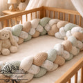 Tresse de lit en 4 épis Jardin vert / Blanc & Beige & Vert