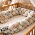 Tresse de lit en 4 épis Jardin vert / Blanc & Beige & Vert
