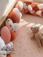 Tresse de lit en 4 épis Fleurie Moody / Blanc & Terracotta & Marsala