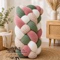 Tresse de lit en 4 épis Fleurie Victorine / Blanc & Rose & Vert
