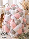 Tresse de lit en 4 épis - Nuage girly / Gris & Blanc & Rose
