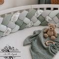 Tresse de lit en 4 épis Safari mignon / Gris et Duo de Vert