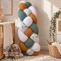 Tresse de lit en 4 épis Jardin vert / Blanc & Camel & Vert