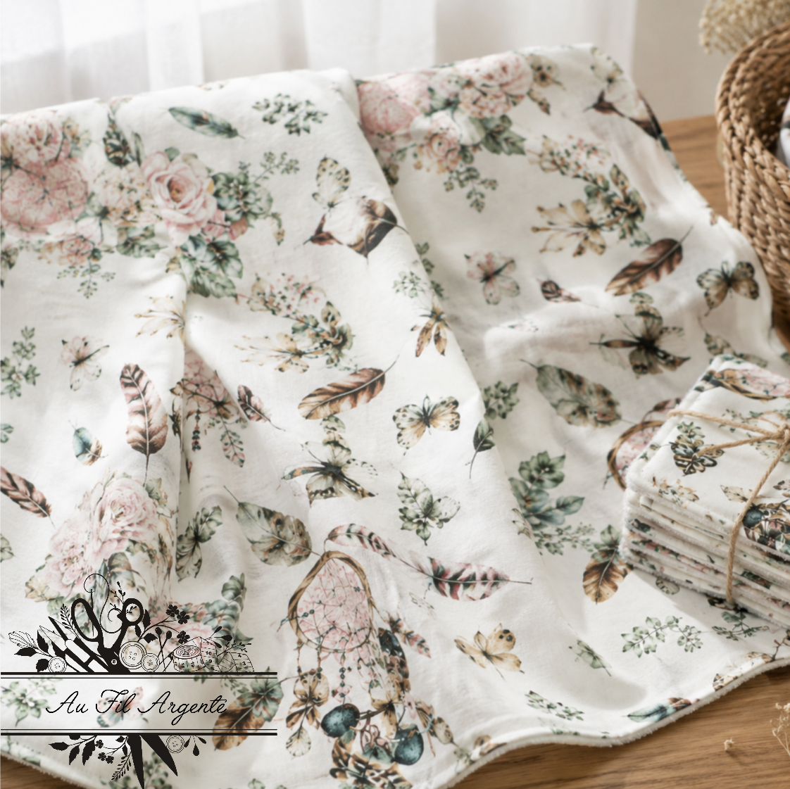 Tresse de lit Attrape rêve fleuri 2m50 en 4 épis
