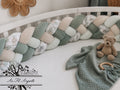 Tresse de lit en 4 épis Safari mignon / Beige et Duo de Vert