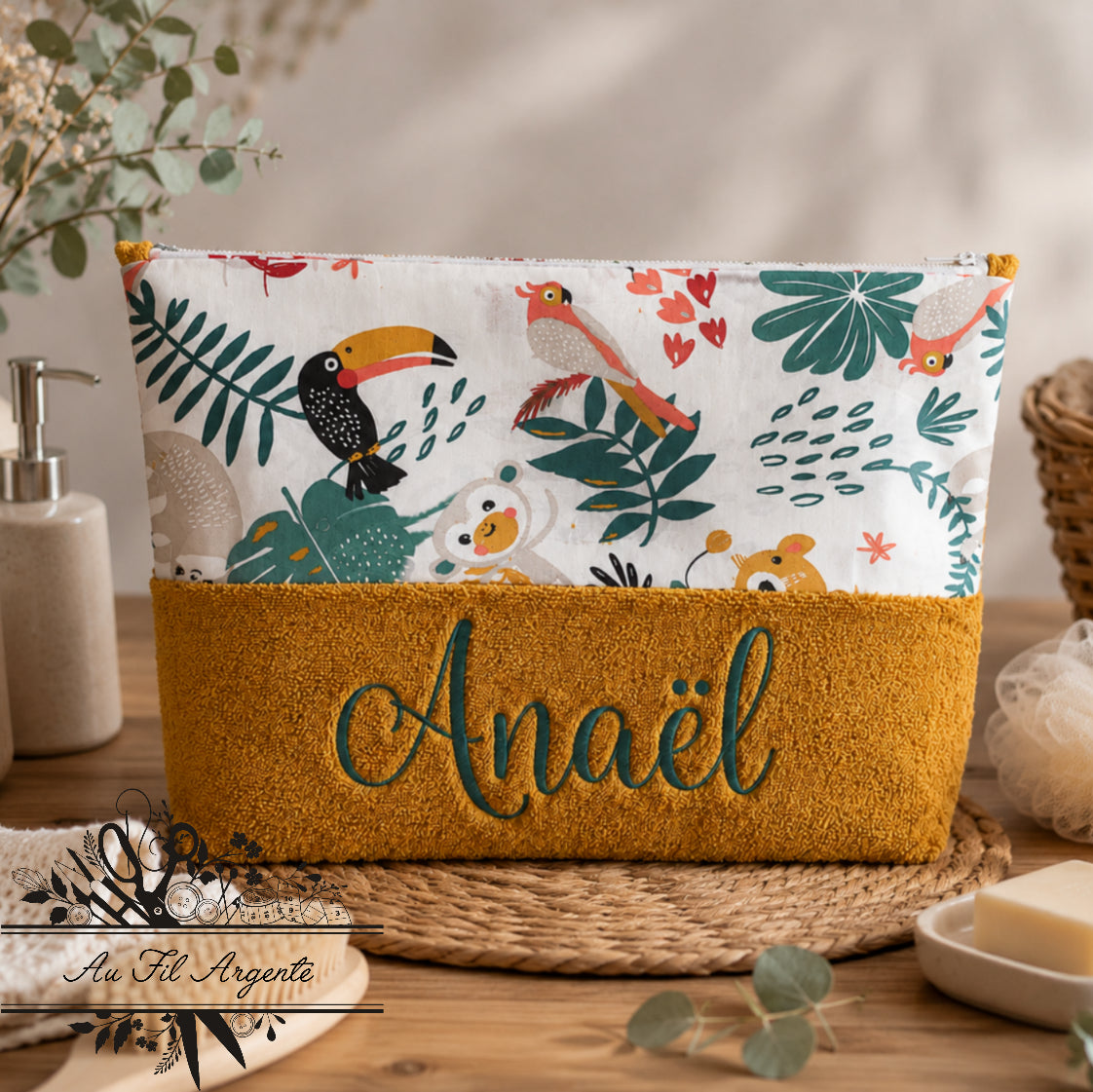 Trousse de toilette Jungle blanche