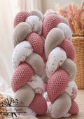 Tresse de lit en 3 épis - Nuage girly / Rose & Gris