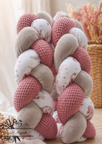 Tresse de lit en 3 épis - Nuage girly / Rose & Gris