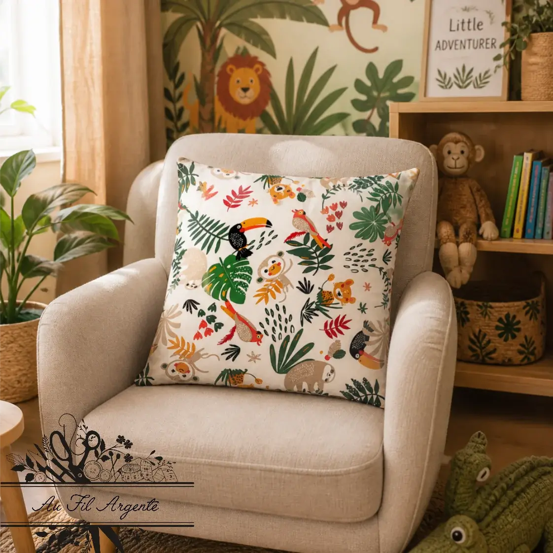 Taie d'oreiller / Housse de coussin - Jungle blanche