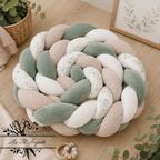 Tresse de lit en 4 épis Jardin vert / Blanc & Beige & Vert