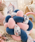 Tresse de lit en 3 épis - Licorne bohème / Rose & Bleu