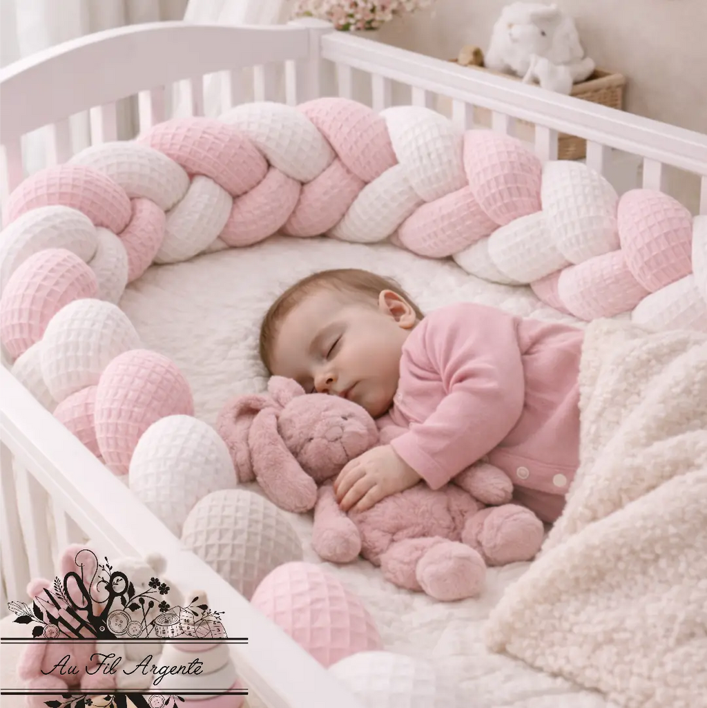 Tresse de lit en 3 épis - Rose & Blanc